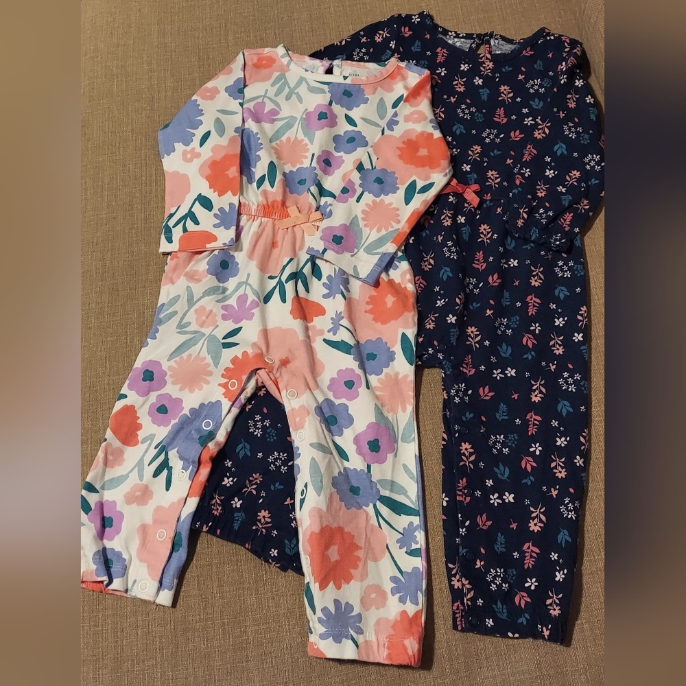 Baby Girl Long Sleeve Footless Onesies 18M